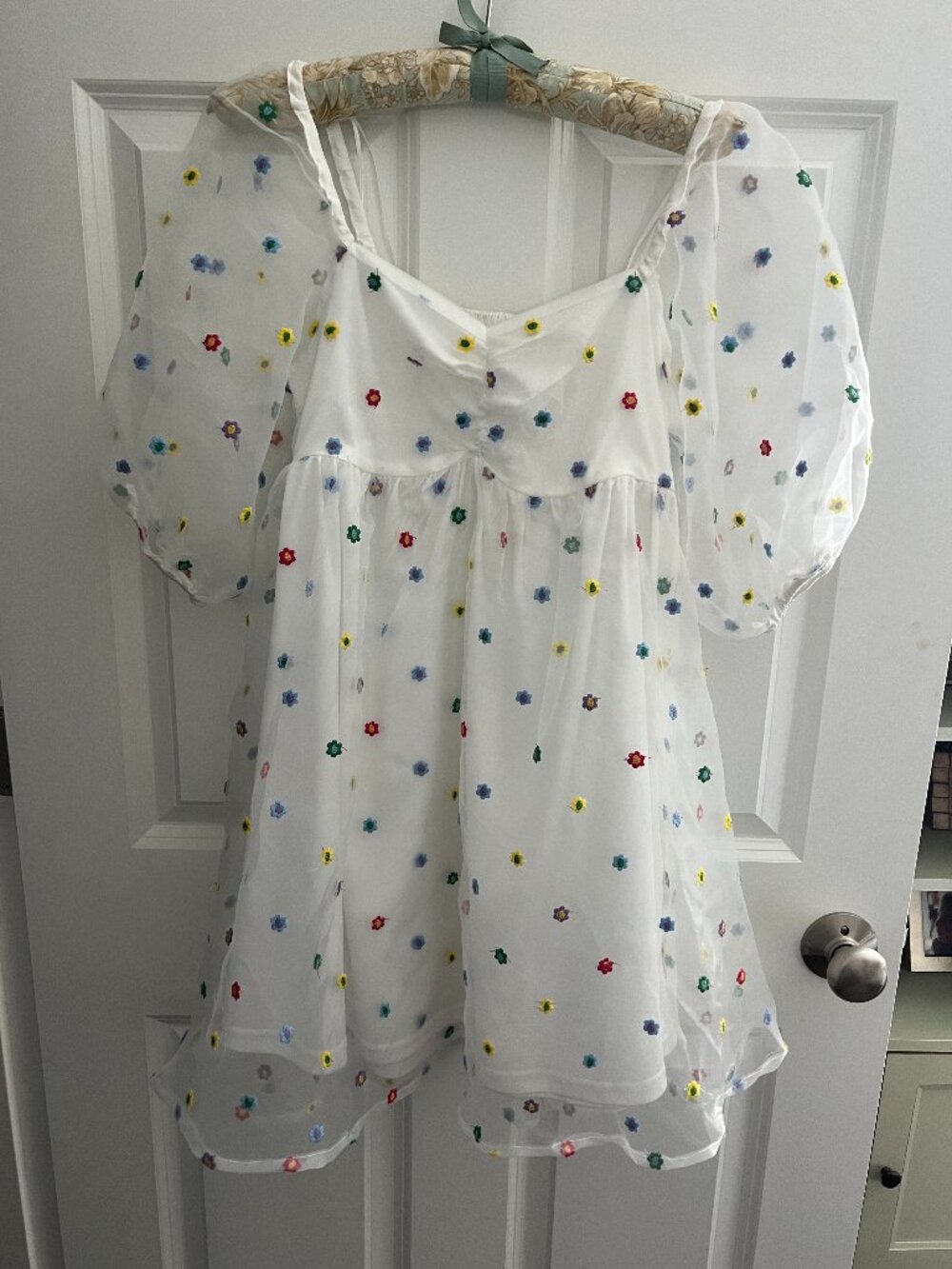 Altar'd State puff sleeve baby doll embroidered party dress